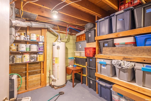 storage featuring gas water heater