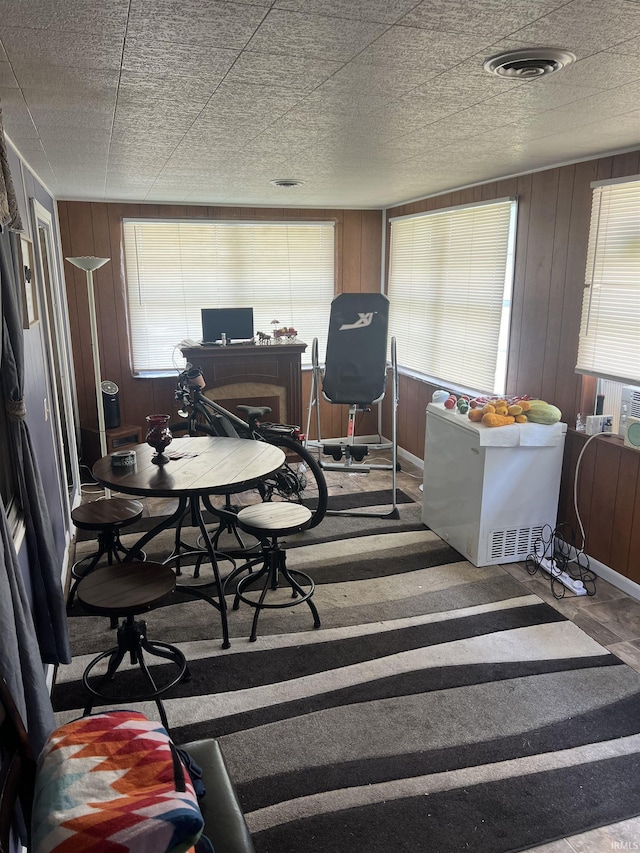 1112 E Fourth St, Mount Vernon, IN 47620 - dining area featuring visible vents and wooden walls