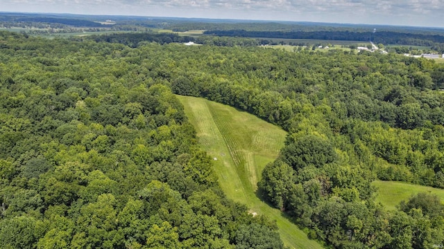 birds eye view of property with a wooded view