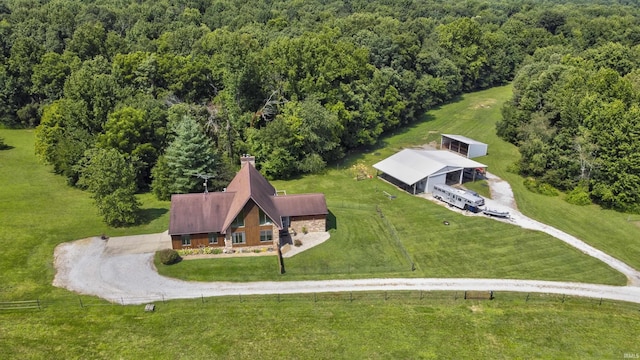 drone / aerial view with a forest view