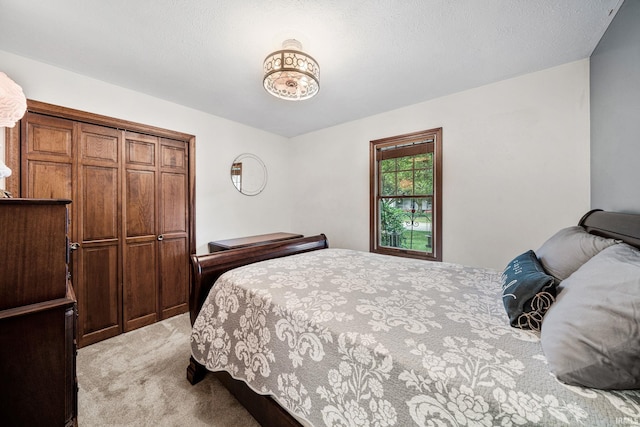 bedroom with light carpet