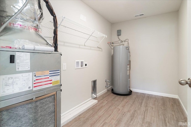 utility room with visible vents and electric water heater