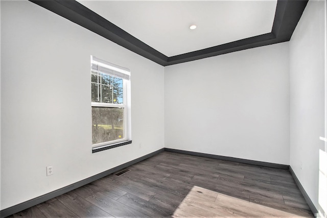 spare room featuring wood-type flooring