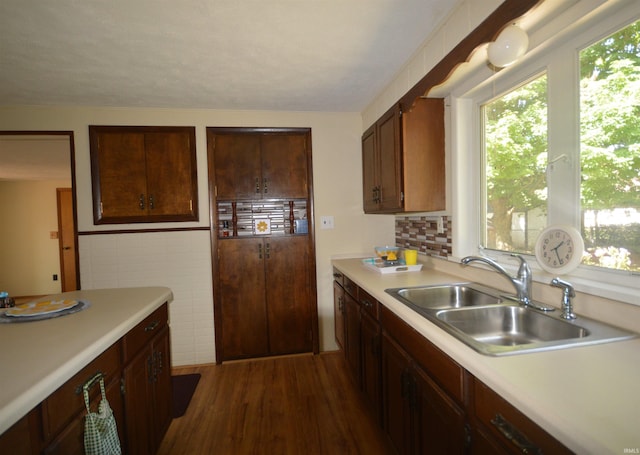 kitchen featuring sink and dark hardwood / wood-style floors