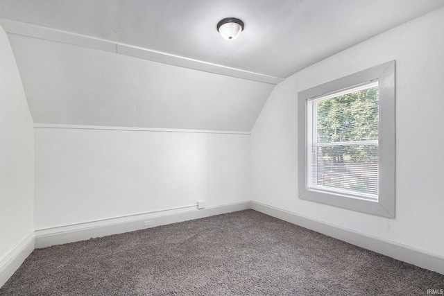 bonus room with carpet flooring and lofted ceiling