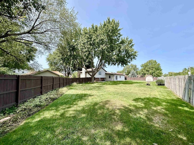 view of yard featuring a fenced backyard