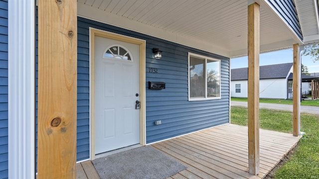 entrance to property with a porch