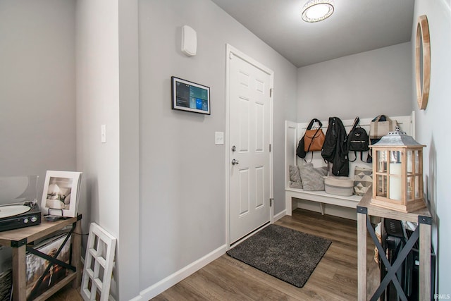 entryway with wood-type flooring