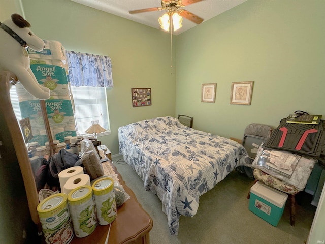 bedroom with carpet flooring and ceiling fan