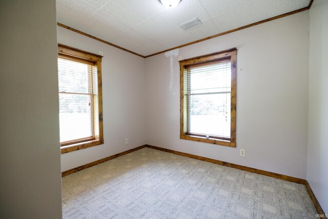 empty room featuring light colored carpet and a healthy amount of sunlight