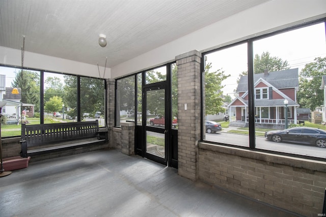 view of unfurnished sunroom