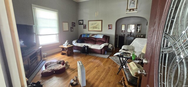 bedroom with hardwood / wood-style flooring