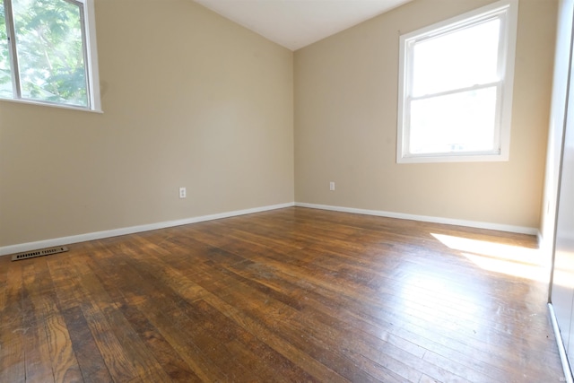 spare room featuring a healthy amount of sunlight and hardwood / wood-style floors