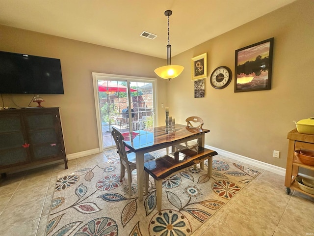 view of tiled dining area