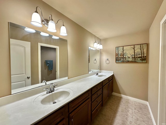 bathroom with vanity and tile patterned floors