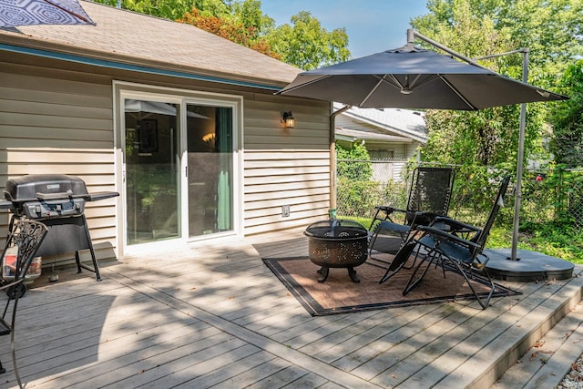 deck featuring grilling area