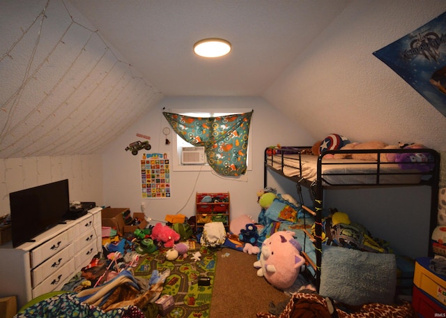 bedroom featuring vaulted ceiling