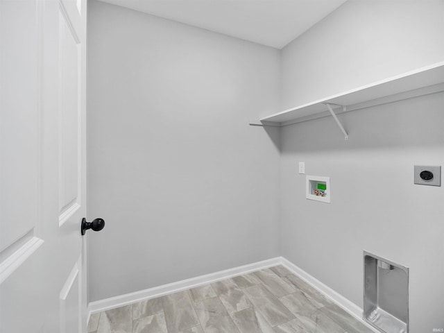 laundry room featuring hookup for a washing machine, electric dryer hookup, and light tile patterned flooring