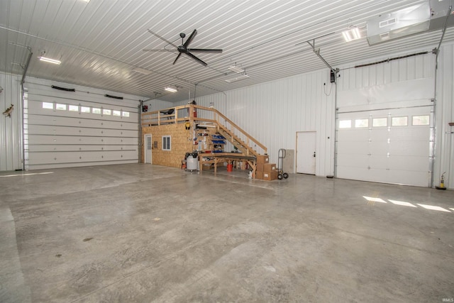 garage with metal wall