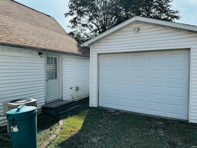 garage with central AC unit