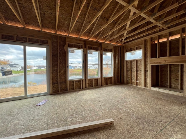 miscellaneous room with a water view