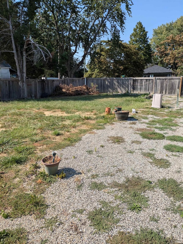 view of yard with a fenced backyard