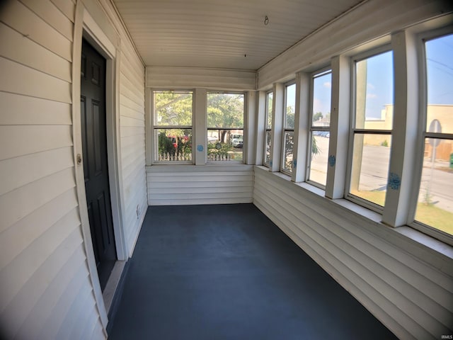 view of unfurnished sunroom