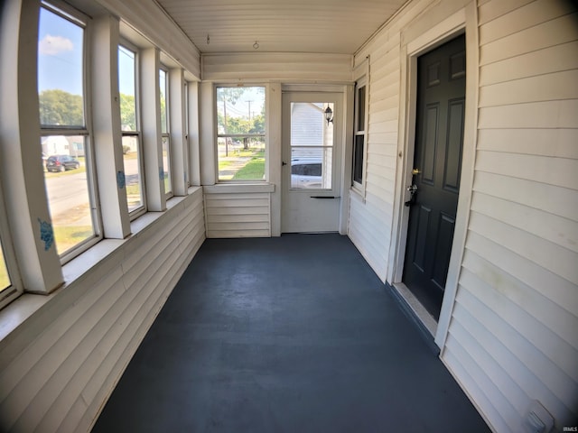 view of unfurnished sunroom