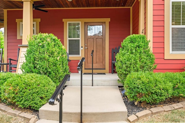 doorway to property featuring a porch