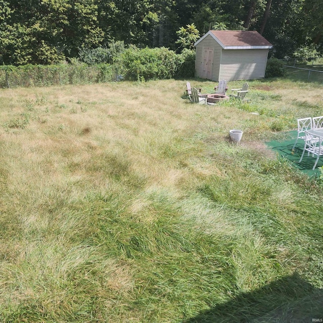 view of yard with a shed