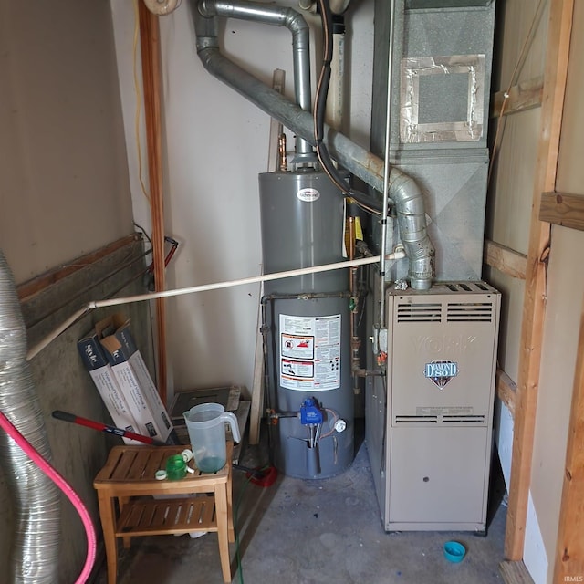 utility room with gas water heater