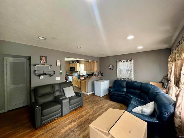 living room with hardwood / wood-style floors