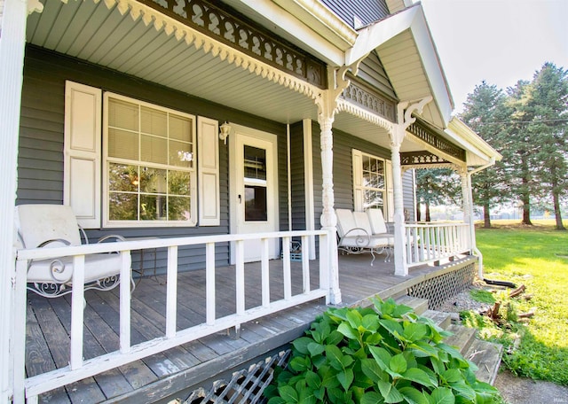 deck with covered porch