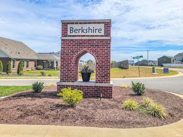 view of community sign