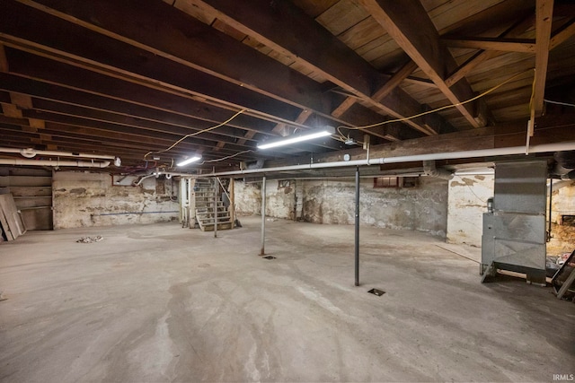 view of unfinished basement