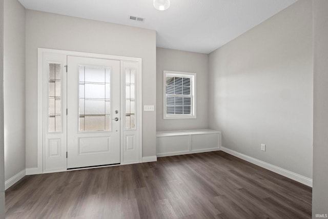 entrance foyer with dark hardwood / wood-style flooring