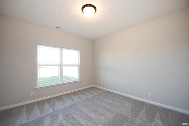 spare room featuring carpet and a textured ceiling