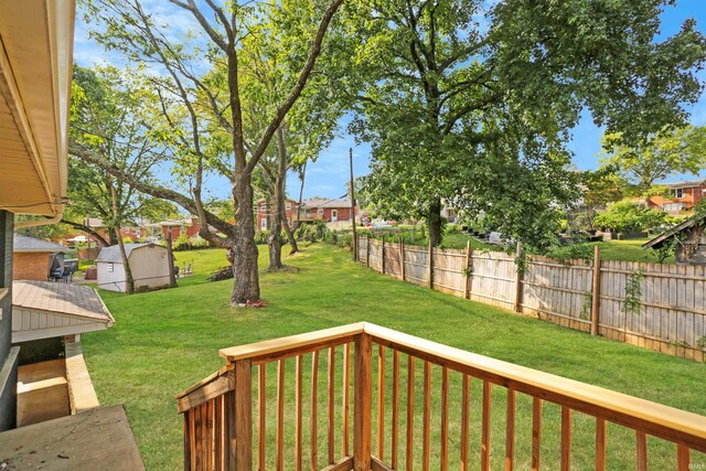 view of yard with a storage unit