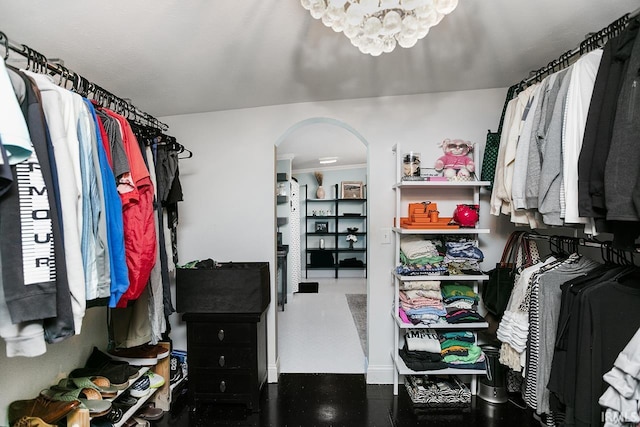 16084 County Road 20, Goshen, IN 46528 - walk in closet with arched walkways and a notable chandelier