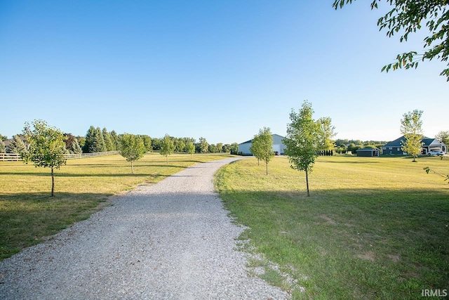 view of road with a rural view