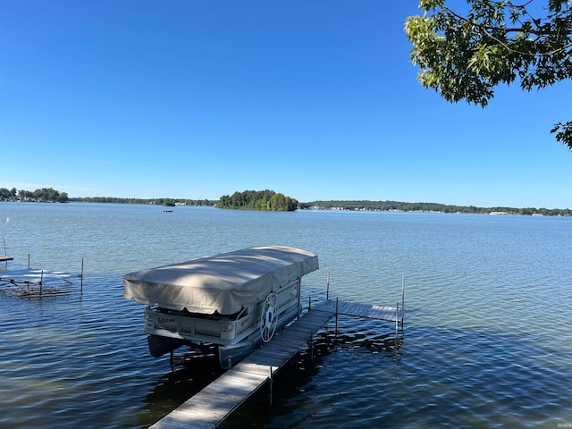 view of dock featuring a water view