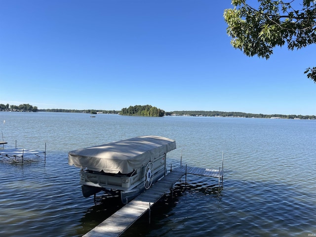 view of dock featuring a water view