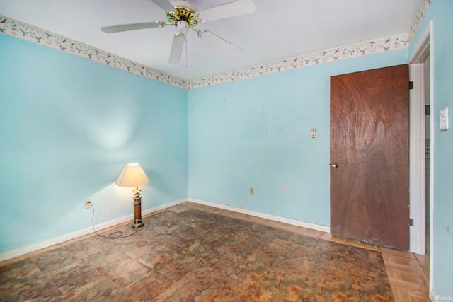 unfurnished room featuring ceiling fan