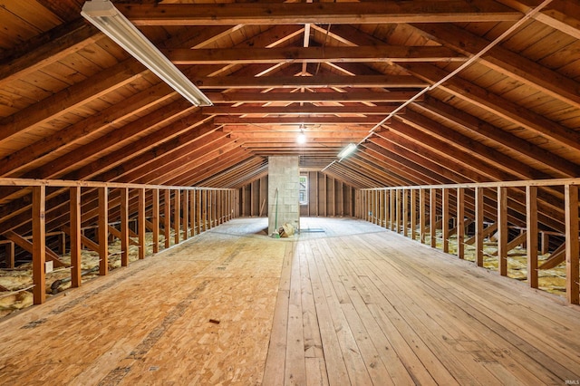 view of unfinished attic