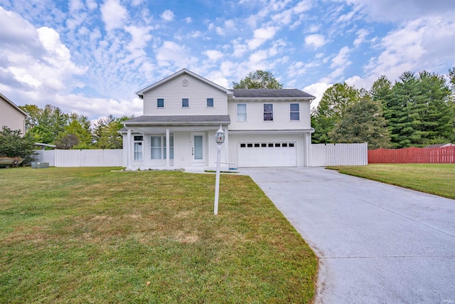 front of property with a garage and a front yard