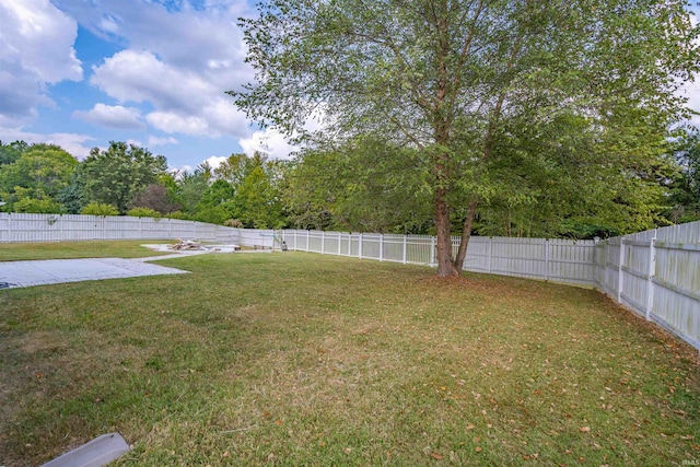 view of yard featuring a fenced backyard and a patio