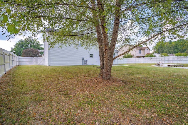 view of yard with a fenced backyard