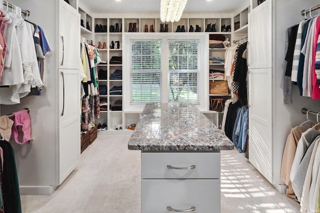 spacious closet with light carpet