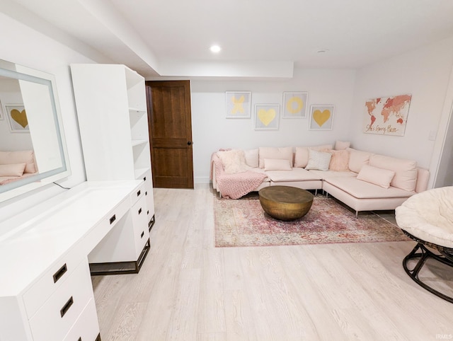 living room featuring light wood-type flooring