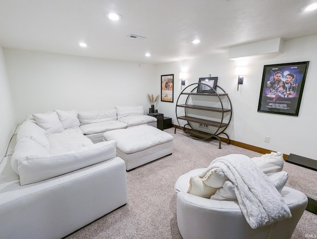 living room with carpet